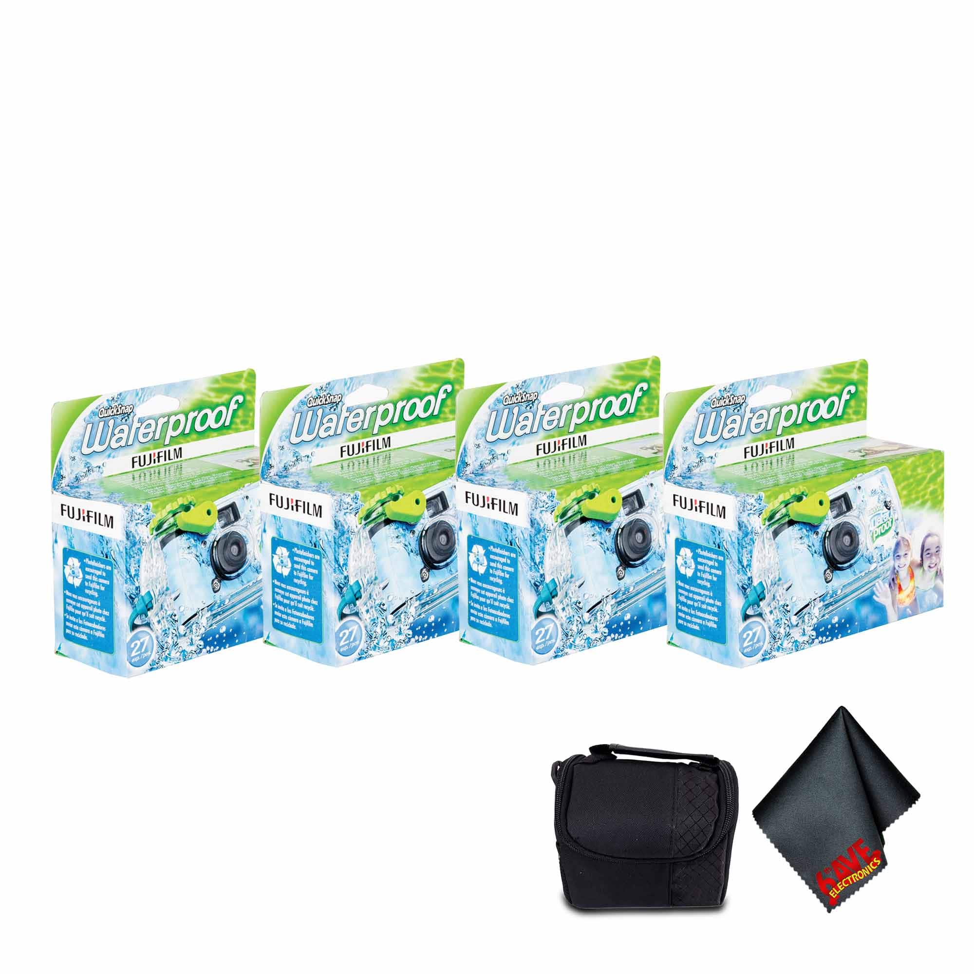 Fujifilm - 4xFUJIFILM QuickSnap 800 Waterproof 35mm Disposable Camera (27 Exposures),Bundle