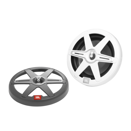 JBL - CLUB10 10" (250mm) marine audio subwoofer with RGB lighting 250W – white/Gray grills included - Black