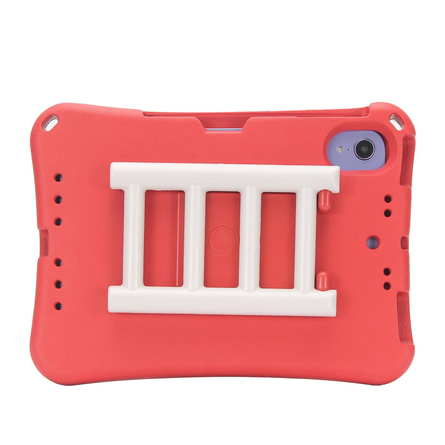 Back. Dteck - for Apple iPad mini (A17 Pro) 2024/iPad mini 6th Gen 8.3-inch 2021 Rugged Case,Shockproof TPU Cover with Rotating Stand - Red.