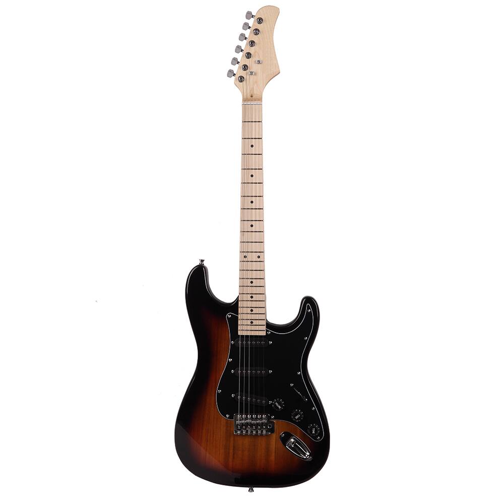 Angle. Winado - 39 Inch Electric Guitar Kit, Full-Size Beginner Solid Body SSS Pickups Guitar Kit with Gig Bag,20W Amplifier, Strap.