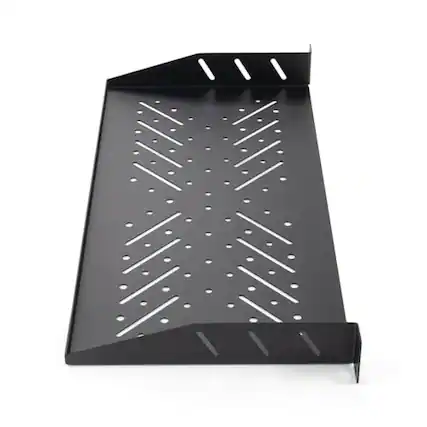 Front. On Stage Stands - On-Stage 1U Vented Rack Shelf 19x9″ for Audio Rack Systems & Server Cabinets, Heavy-Duty Steel Platform, Integrates - Black.