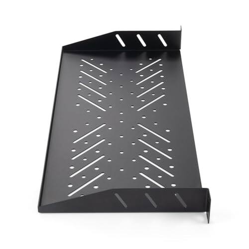 Front. On Stage Stands - On-Stage 1U Vented Rack Shelf 19x9″ for Audio Rack Systems & Server Cabinets, Heavy-Duty Steel Platform, Integrates - Black.