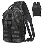 Front. Unique Bargains - Fishing Tackle Backpack for Men Sling or Backpack Style with Rod Holder Waterproof Great for Anglers Boat Fishing - Camouflage.