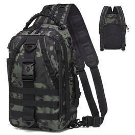 Unique Bargains - Fishing Tackle Backpack for Men Sling or Backpack Style with Rod Holder Waterproof Great for Anglers Boat Fishing - Camouflage