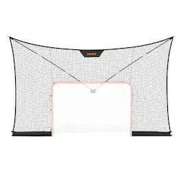VEVOR - Hockey Net Backstop, 12x7 ft Durable Hockey Goal Backstop Net with Extended Coverage, Lightweight and Portable Backyard - Black