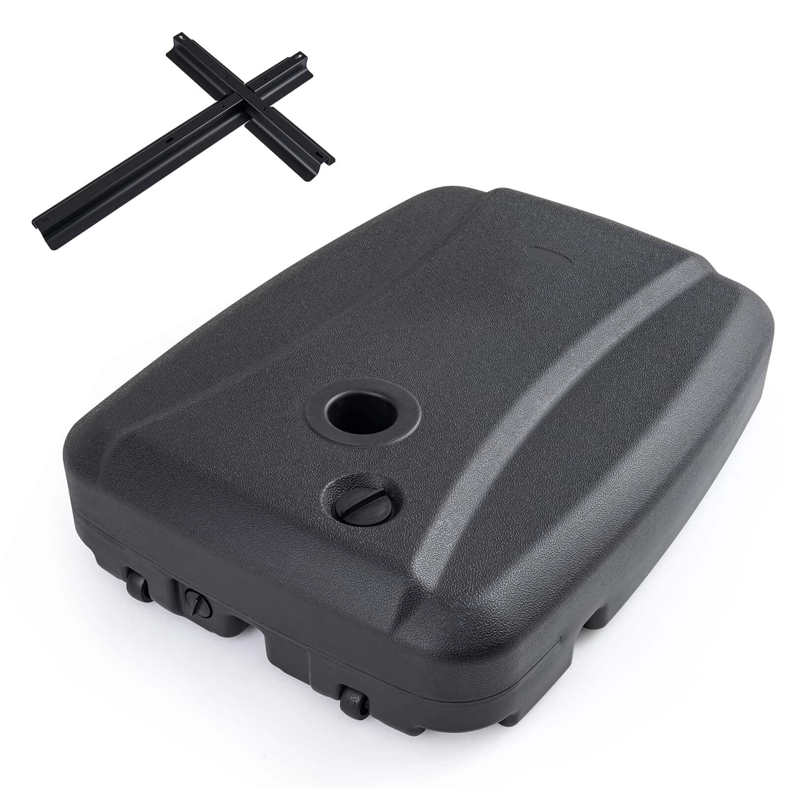 Costway - 220 LBS Cantilever Umbrella Base, Water & Sand Filled Umbrella Weighted Stand - Black