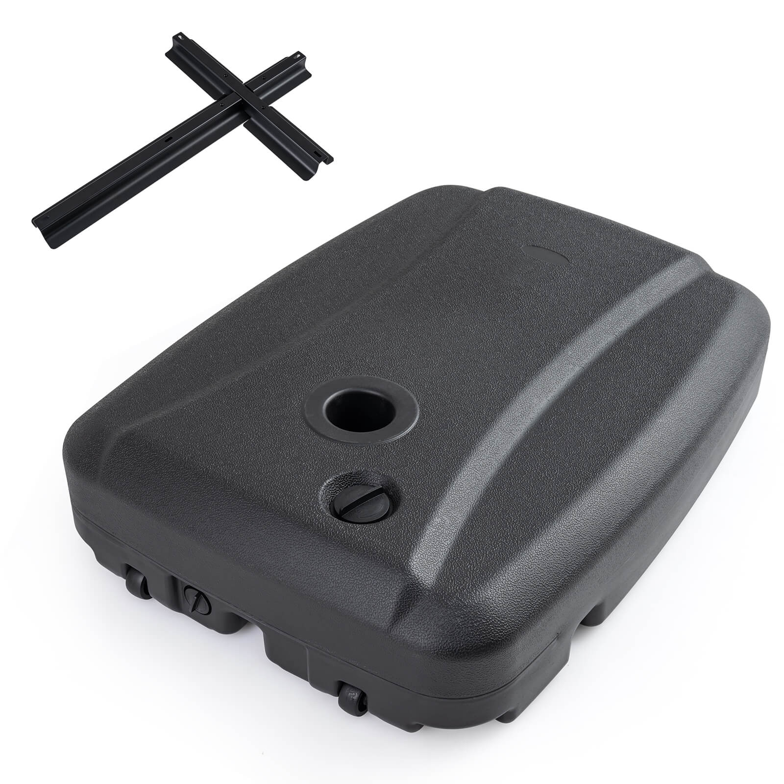 Front. Costway - Costway 220 LBS Cantilever Umbrella Base, Water & Sand Filled Umbrella Weighted Stand - Black.