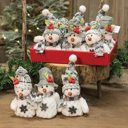 BreeBe - Plush Snowman Ornament 3 Asstd - White