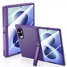Dteck - for Galaxy Z Fold8 Case with Built-in Screen Protector, Hinge Protection with Kickstand - Purple (Clear Screen Protector)