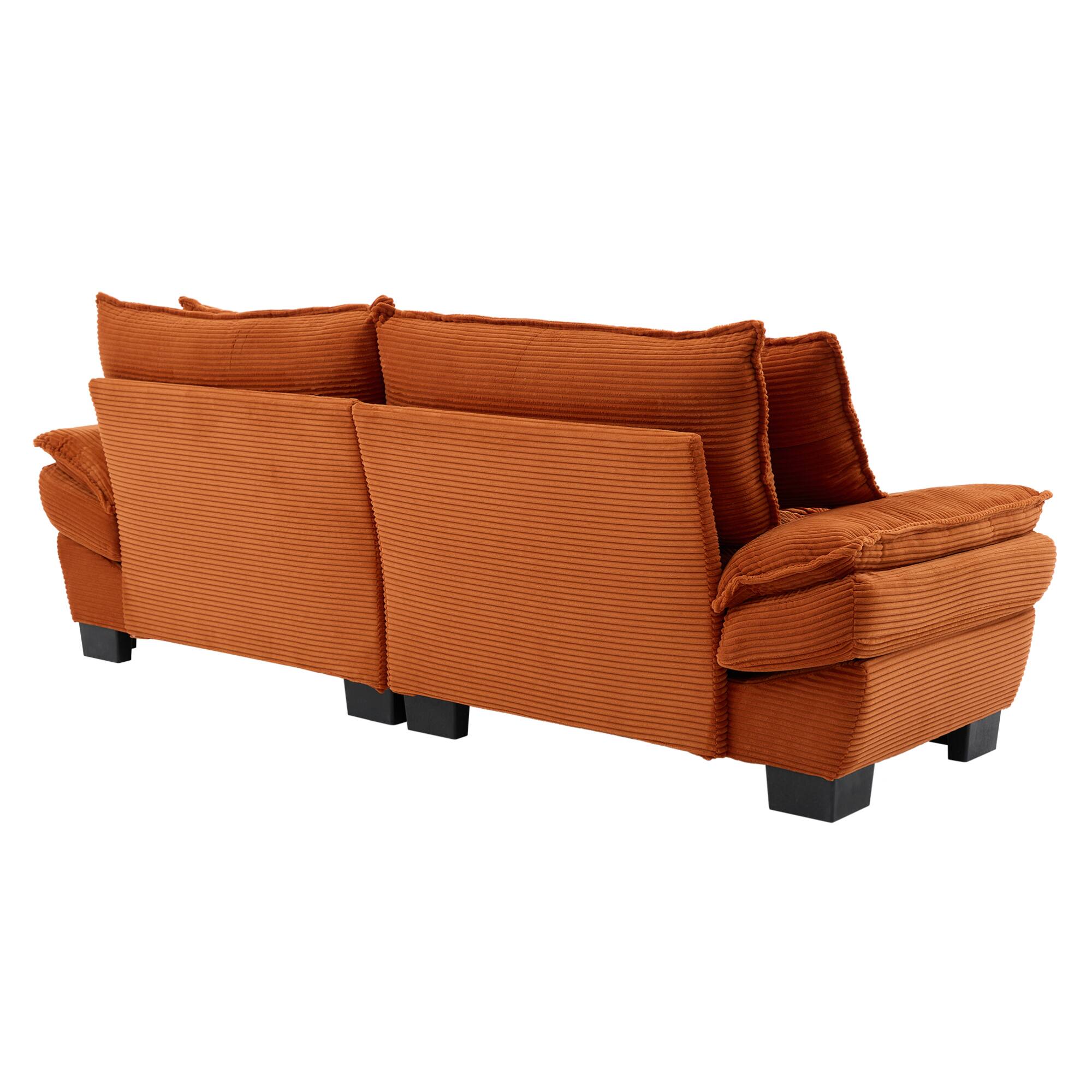 Alt View 2. GOODSILO - Plush Corduroy Convertible Sofa Bed | Deep-Seating Sleeper with Accent Pillows for Home & Office - Orange.