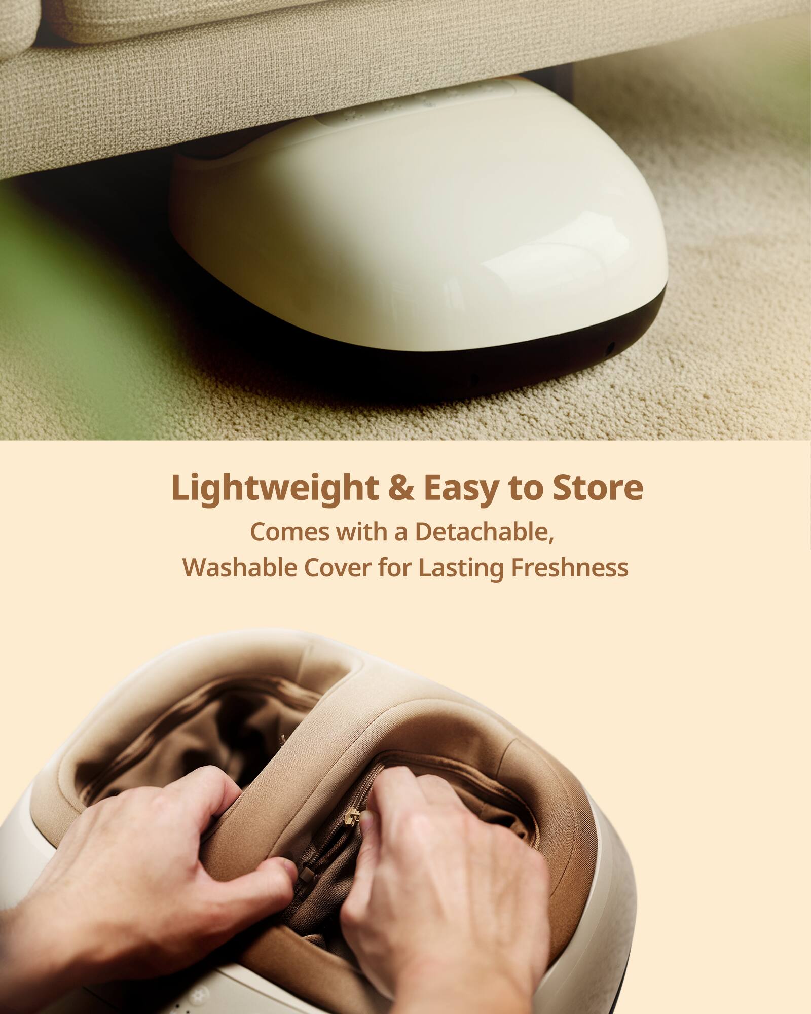 Lightweight & Easy to Store  
Comes with a Detachable, Washable Cover for Lasting Freshness