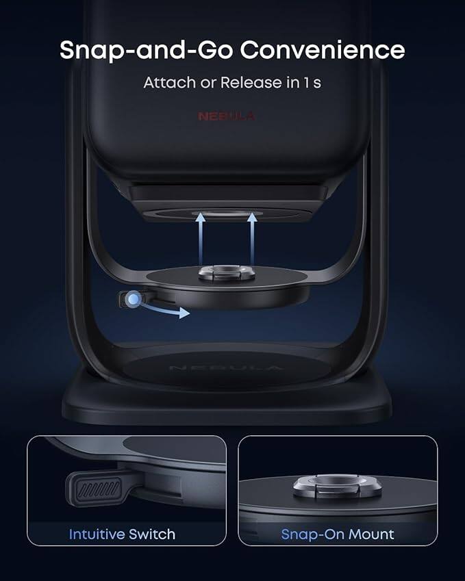 Snap-and-Go Convenience  
Attach or Release in 1 s  
NEBULA NEGULA  
Intuitive Switch  
Snap-On Mount