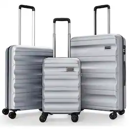 Costway - 3 PCS Hardside Luggage Set (20/24/28 Inch) with 8-Spinner Wheels, 3-Digital Lock - Gray