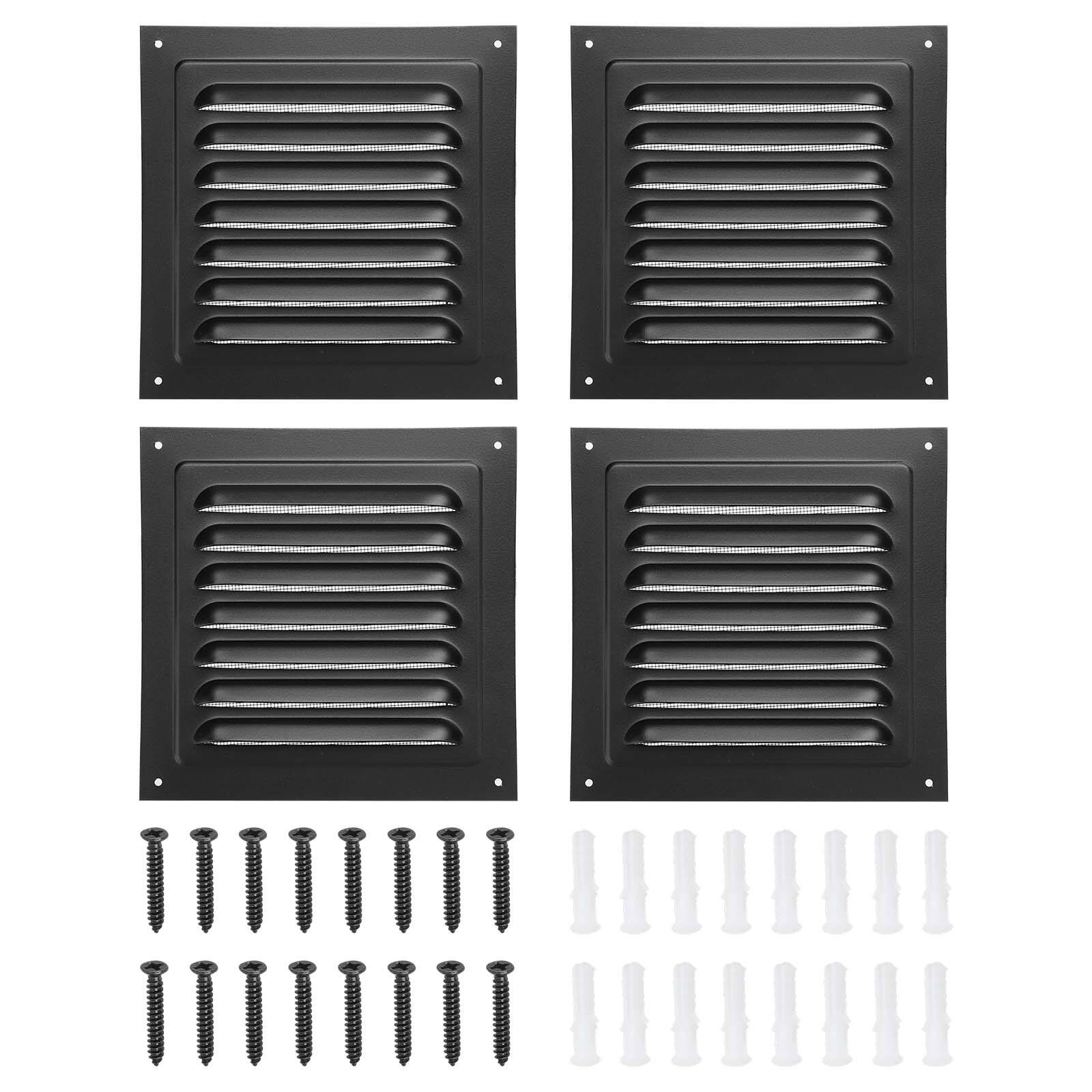 "Unique Bargains - 6""x6"" Aluminum Gable Vent, 4pcs Exterior Wall Outlet Square Soffit Vent HVAC Louver Air Grille with Built-in Screen - Black" price history on PriceWatchPro