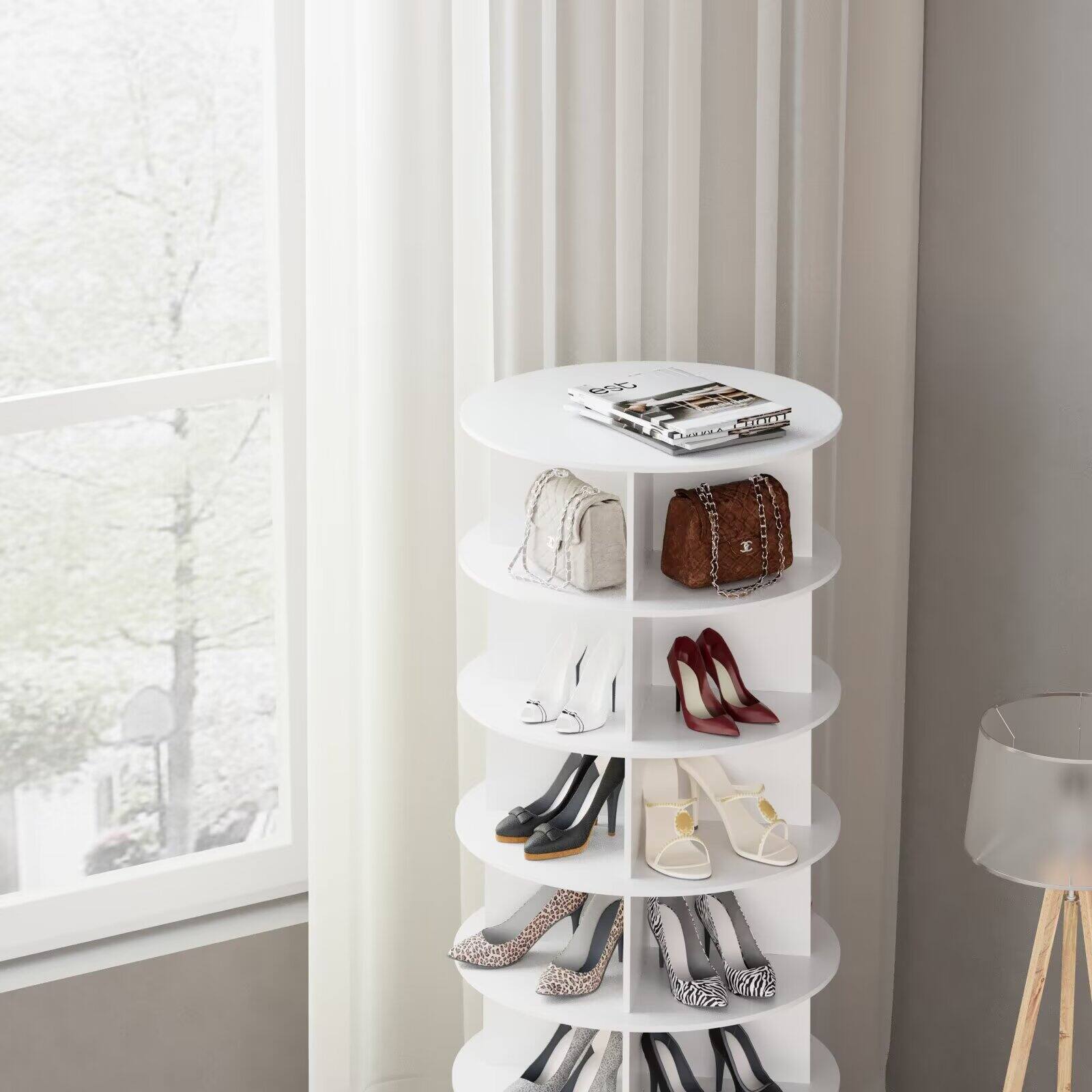 Tooloton Rotating 5 Tier Shoe Rack Tower, 360 Degree Revolving