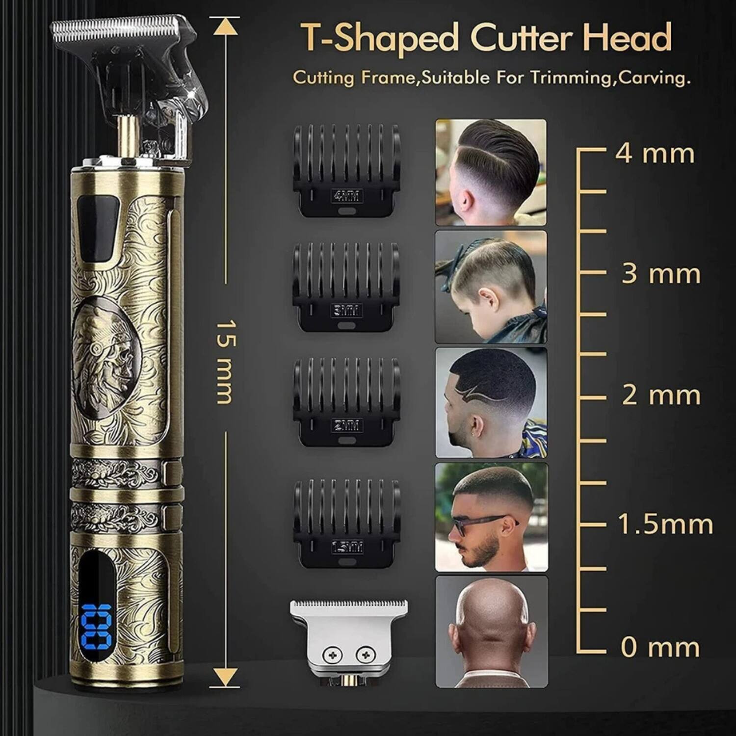 T-Shaped Cutter Head  
Cutting Frame, Suitable For Trimming, Carving.

4 mm  
3 mm  
2 mm  
1.5 mm  
0 mm  

15 mm