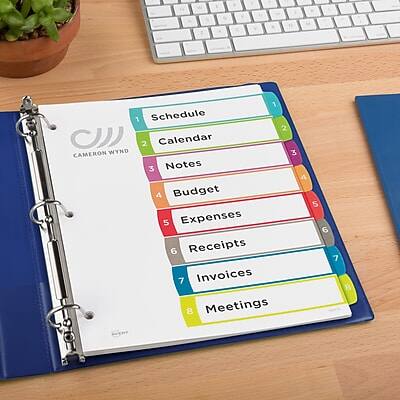 1. Schedule  
2. Calendar  
3. Notes  
4. Budget  
5. Expenses  
6. Receipts  
7. Invoices  
8. Meetings