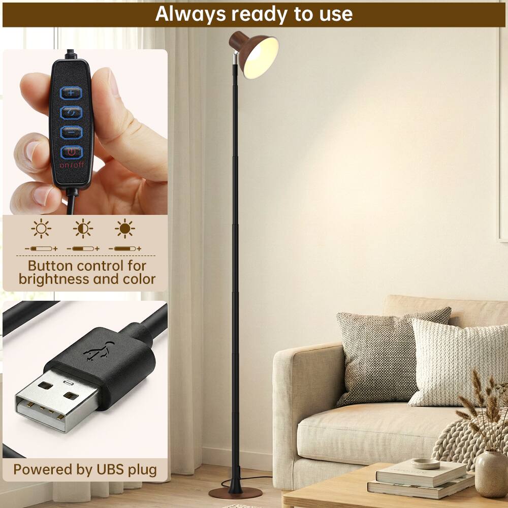 Always ready to use

Button control for brightness and color

Powered by USB plug