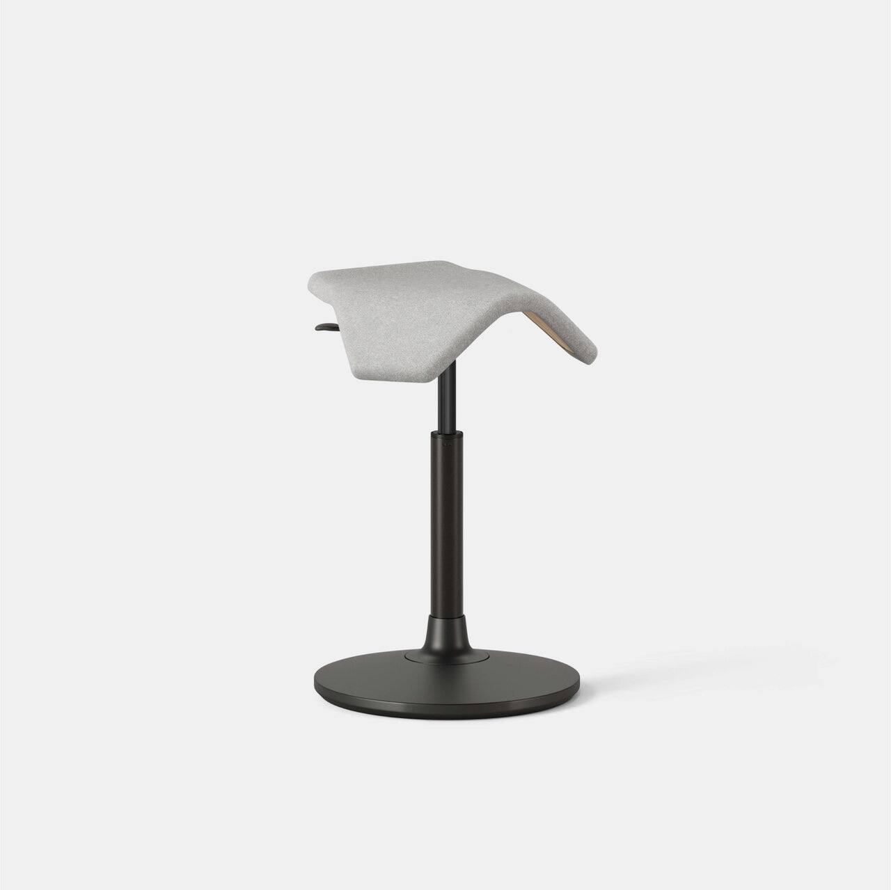 Left. Branch Furniture - Branch Saddle Stool – Ergonomic Rolling Stool with Birch Frame & Eco-Friendly Fabric - Dove.