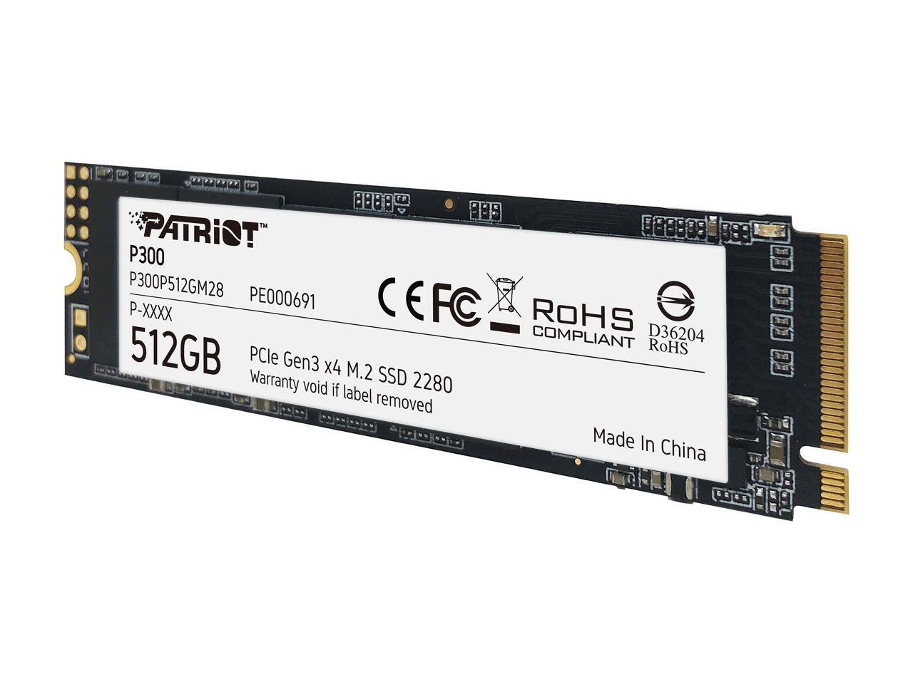 Patriot P300 M.2 2280 512GB PCIe Gen3 x4, NVMe 1.3 Internal Solid