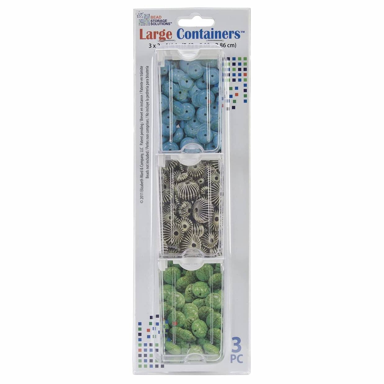 BEAD STORAGE SOLUTIONS Large Containers" 3x 86 cm) tramite bisuteria E  Patente esaupad La minstance incluyt E Brevet No ee comprises Patentpending Peries non LC Company included  no Wand Beads Elizabeth 201  3 PC