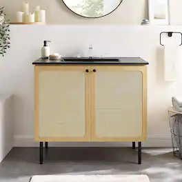 Chaucer Bathroom Vanity with Black Basin Included by Modway - Oak Black