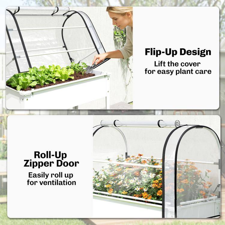 Flip-Up Design  
Lift the cover for easy plant care

Roll-Up Zipper Door  
Easily roll up for ventilation