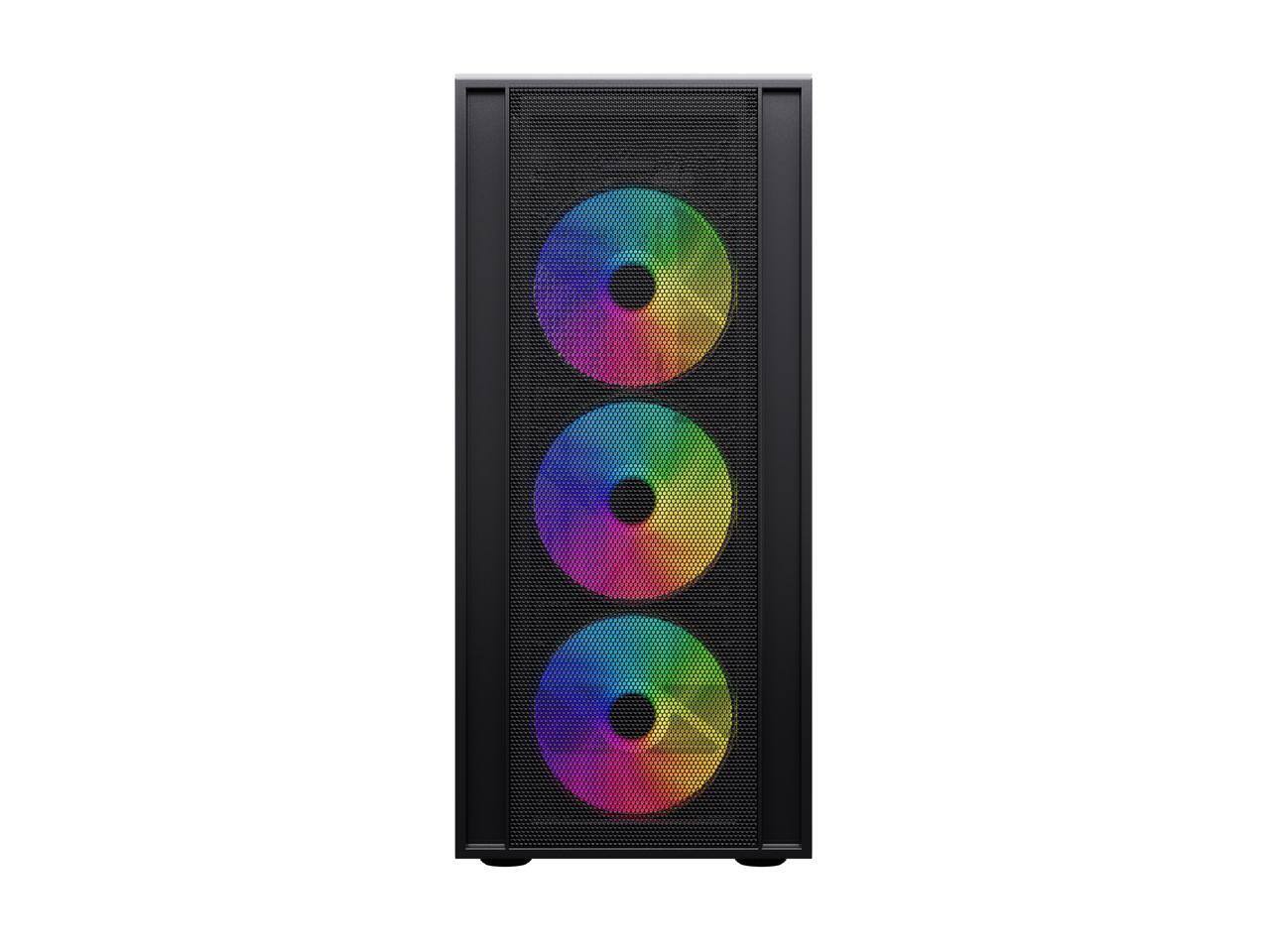 Alt View 2. DIYPC - DIYPC DIY-S03-ARGB Black USB3.0 ATX Mid Tower Case w/Tempered Glass & 4x 120mm ARGB Fans (Pre-Installed) - Black.