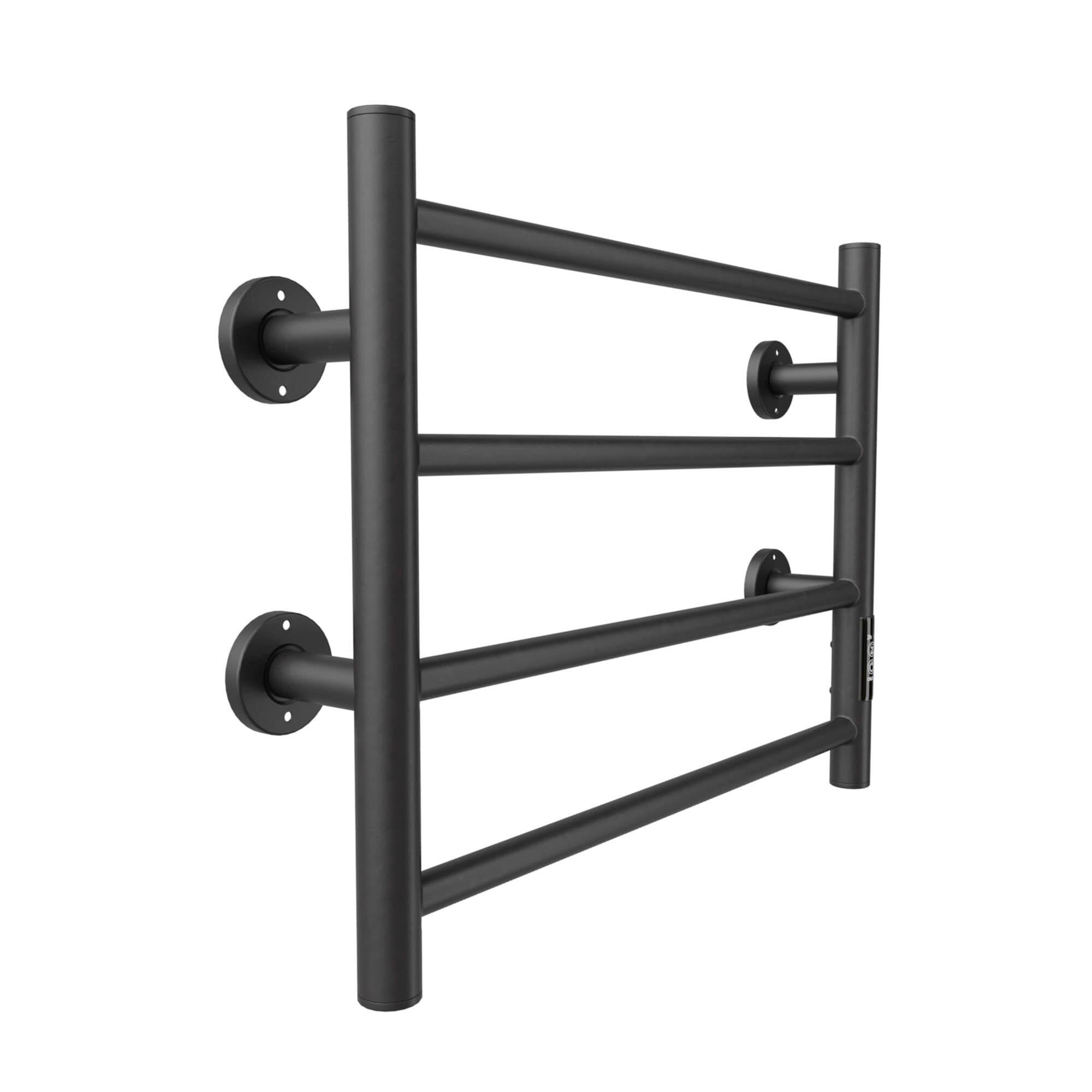 Alt View 1. COWLOWN - 4-Bar Electric Heated Towel Warmer for Bathroom Stainless Steel Wall Mounted Drying Rack Black - Black.
