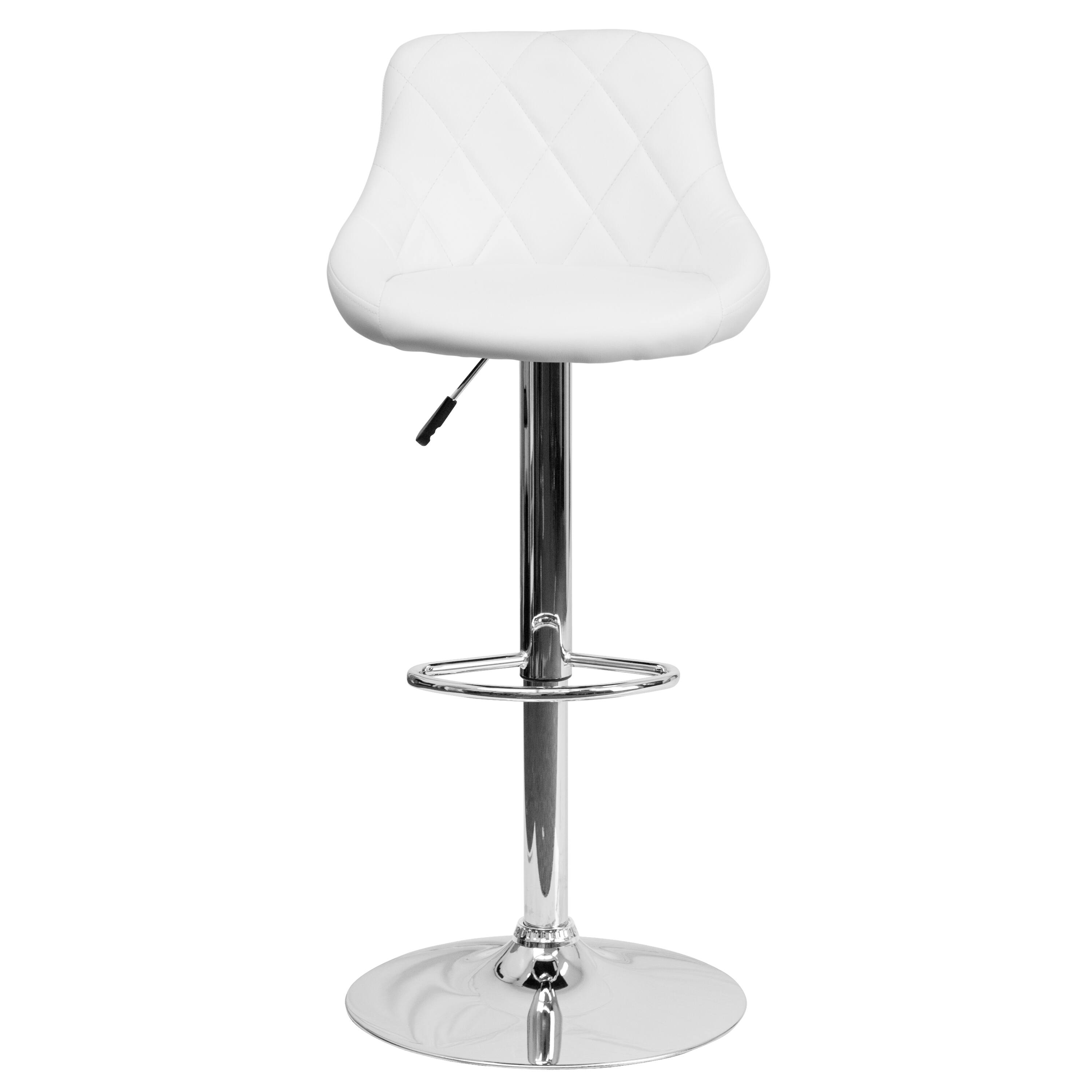 Alt View 7. Emma + Oliver - Bucket Seat Adjustable Height Barstool with Diamond Pattern Back - White.