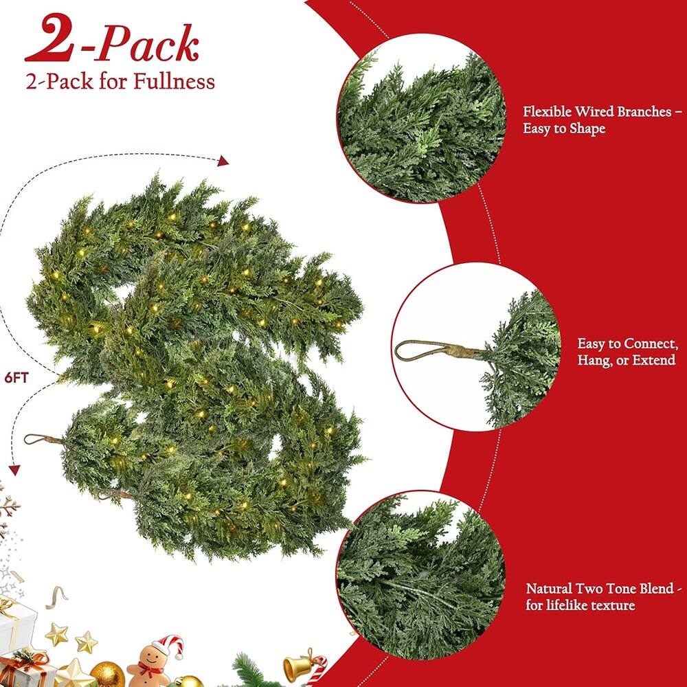 2-Pack  
2-Pack for Fullness  

Flexible Wired Branches - Easy to Shape  

Easy to Connect, Hang, or Extend  

Natural Two Tone Blend - for lifelike texture  

6FT