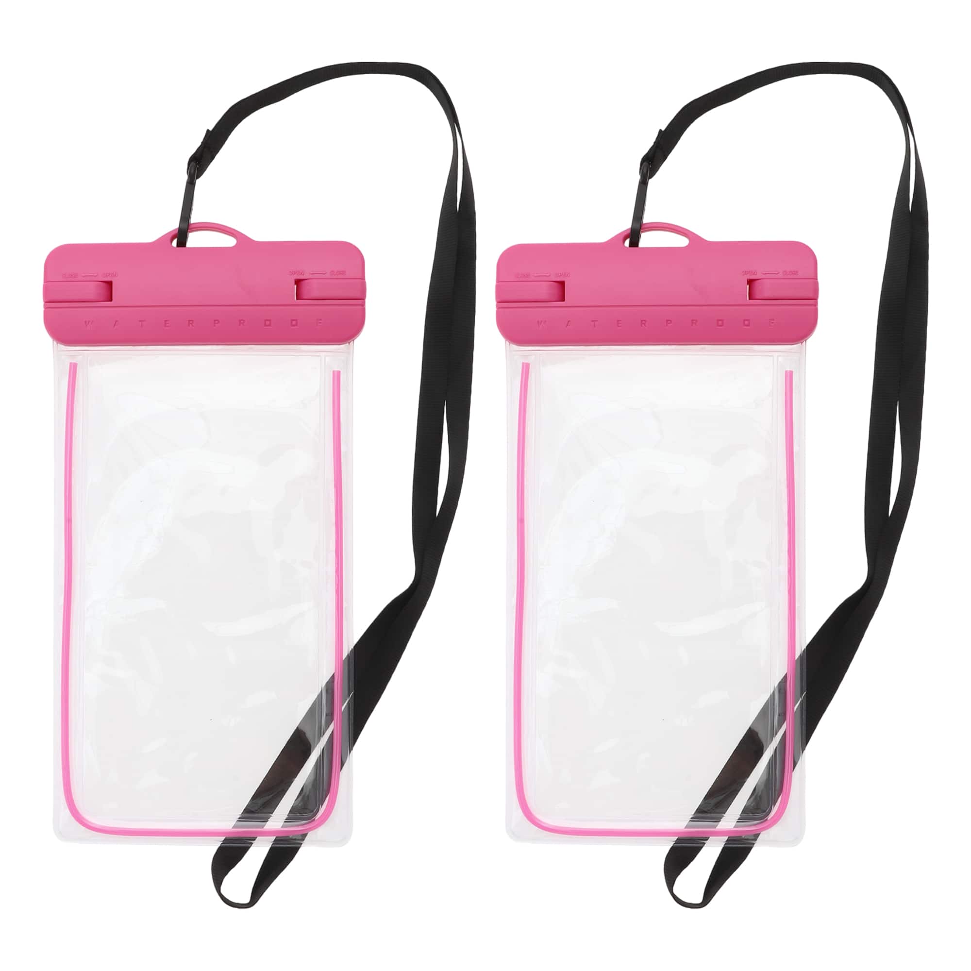 Unique Bargains - 2pcs Luminous Mobile Waterproof Bag Universal Waterproof Case Compatible for Phone 4.92"x9.65" - Rose Red