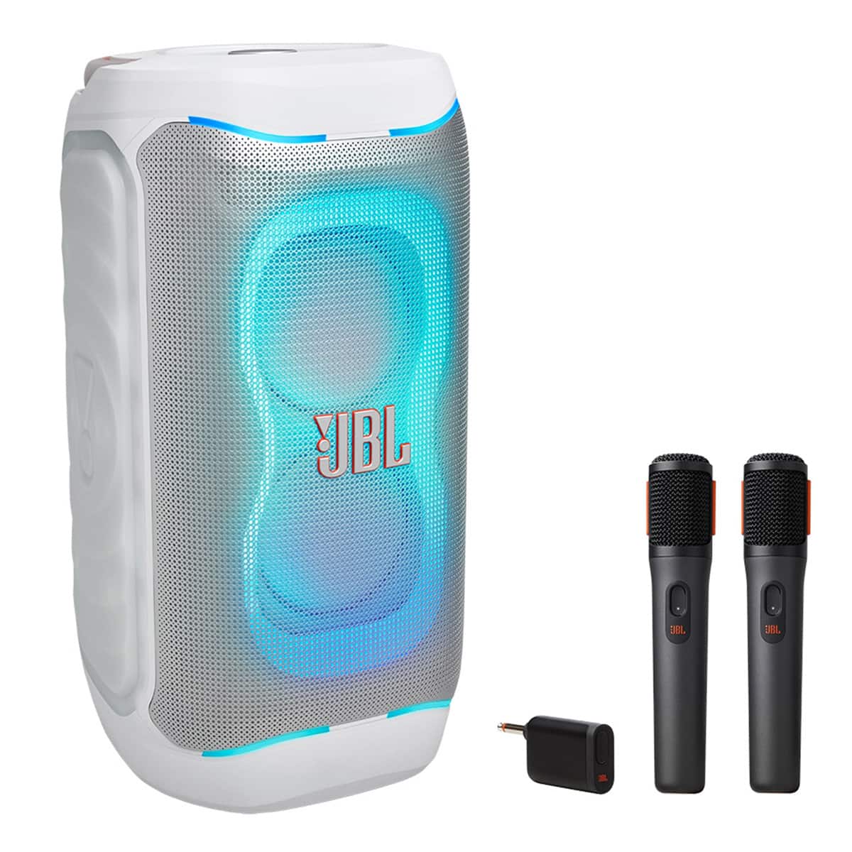 JBL - PartyBox 130 Portable Party Speaker Bundle with Wireless Microphone System - White
