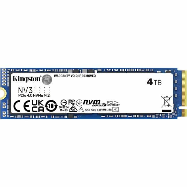 Kingston - NV3 4 TB Solid State Drive - M.2 2280 Internal - PCI Express NVMe (PCI Express NVMe 4.0 x4) - Desktop PC