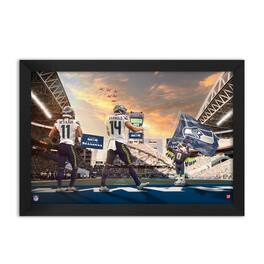 Sporticulture - Jaxon Smith-Njigba and Sam Darnold Seattle Seahawks Framed Two-Player Art Print - Blue