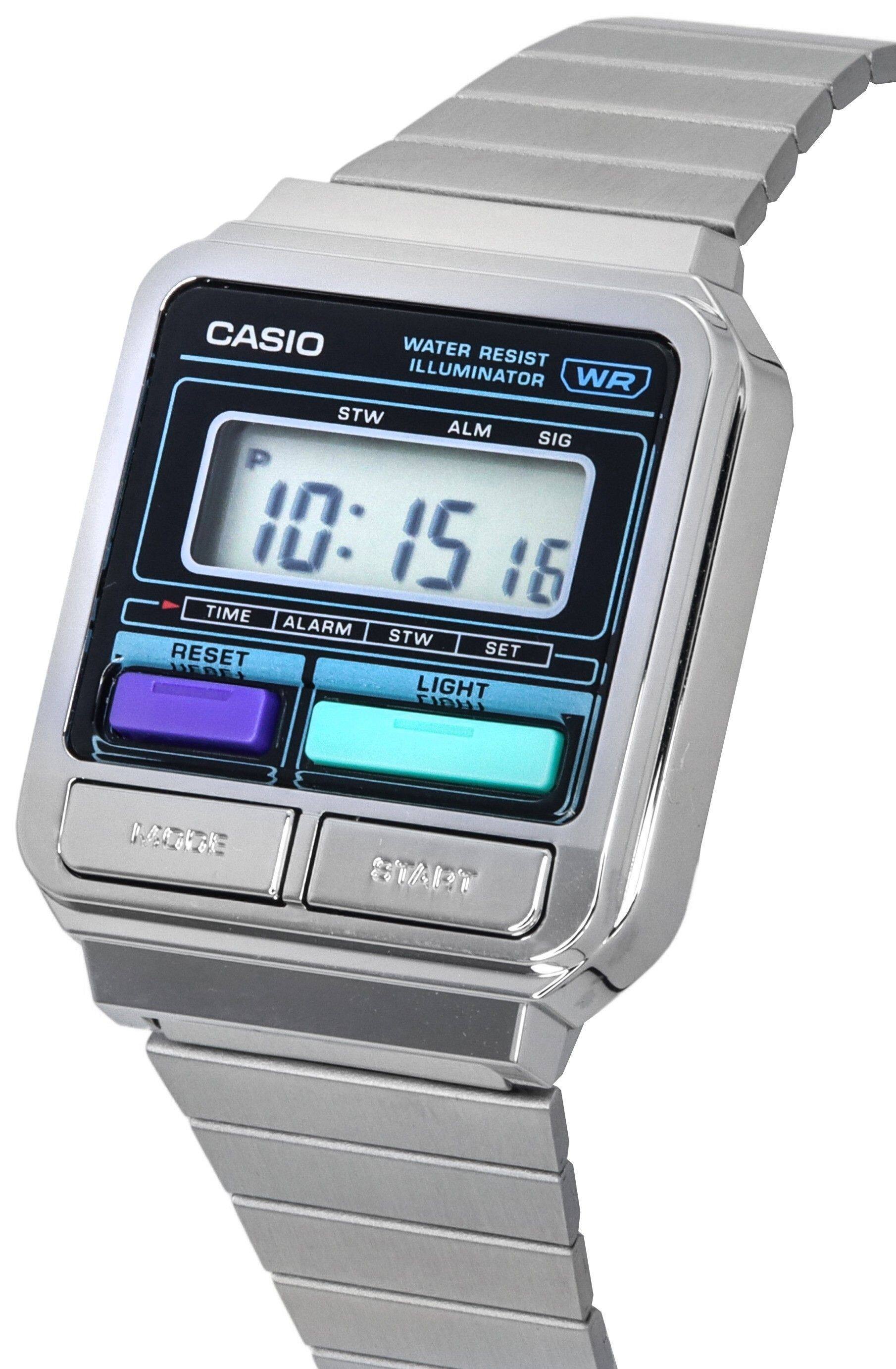CASIO WATER RESIST ILLUMINATOR WR STW ALM SIG TIME 10:1516 ALARM STW RESET SET LIGHT