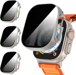 Core Tech - 3-Pack Tempered Glass Protective Case for Apple Watch 49mm - Original+Original+Original - Natural Titanium