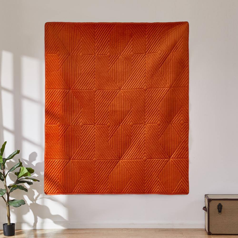 Alt View 3. Barefoot Bungalow - Barefoot Bungalow Riviera Velvet Throw Blanket - 50x60", Spice - Spice.