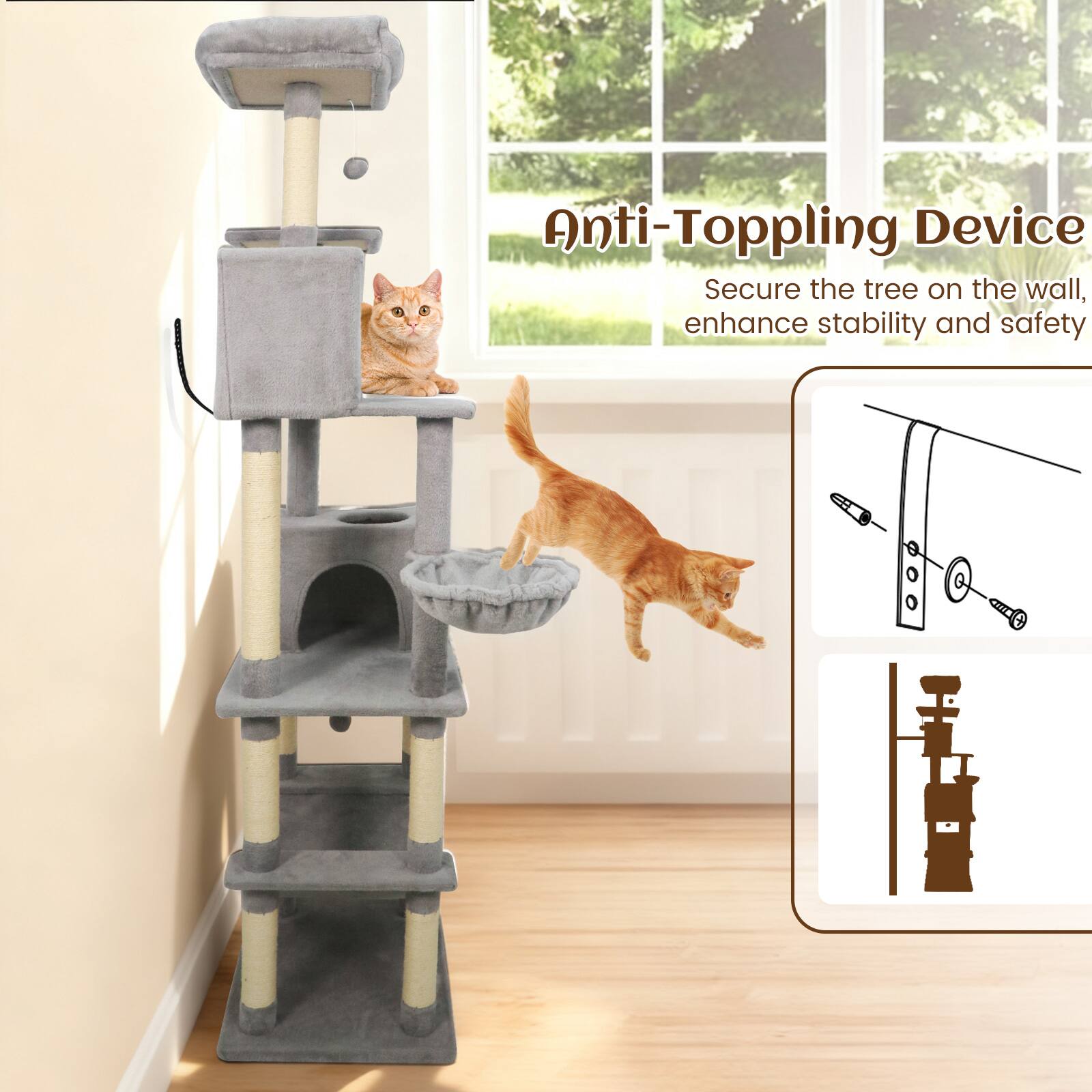 Anti-Toppling Device  
Secure the tree on the wall, enhance stability and safety