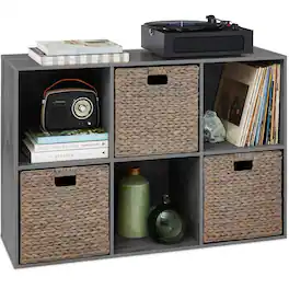 Best Choice Products - 6-Cube Bookshelf, 13.5in Display Storage System, Organizer w/ Removable Back Panels - Dark Gray