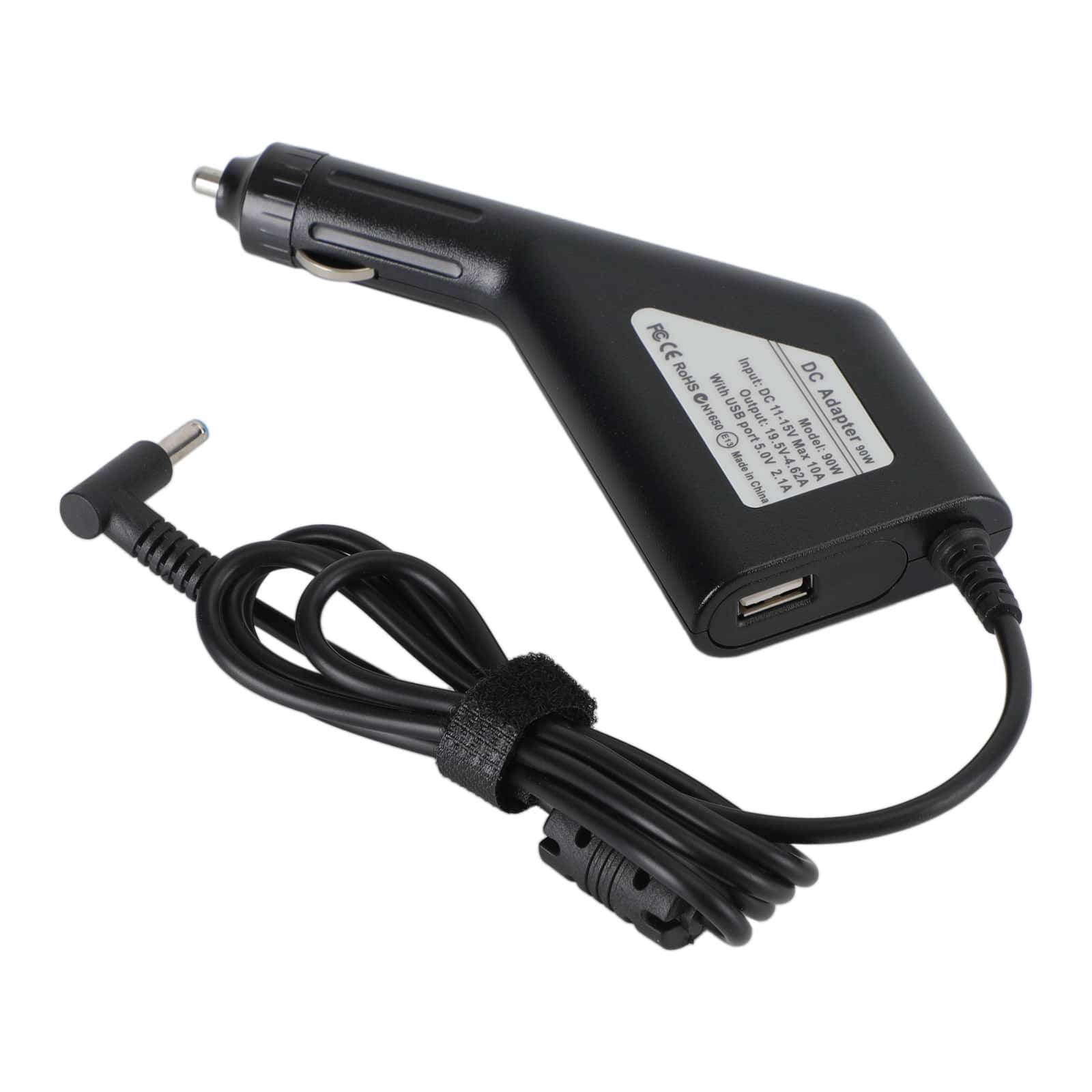 Topteng - 90W Car Charger for HP Envy 14/15&Pavilion Laptops-19.5V 4.62A with QC3.0 USB Port,4.5x3.0mm Tip,Multi-Protection Safety