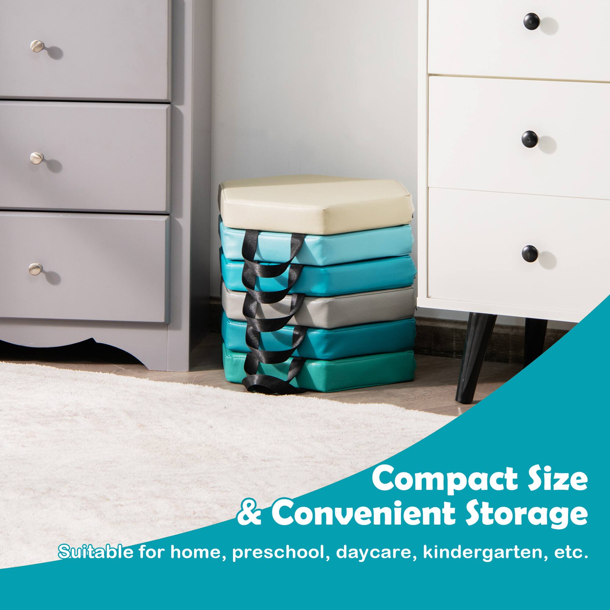 Compact Size & Convenient Storage  
Suitable for home, preschool, daycare, kindergarten, etc.