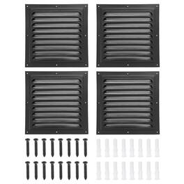Unique Bargains - 8"x8" Aluminum Gable Vent, 4pcs Exterior Wall Outlet Square Soffit Vent HVAC Louver Air Grille with Built-in Screen - Black