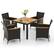 Front. Costway - 5 PCS Patio Dining Table Set for 4 Rattan Conversation Set with Umbrella Hole - Brown + Natural.
