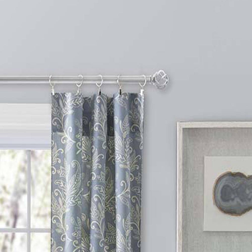 Left. Ellis Curtain - Ellis Curtain Lexington Leaf Pattern on Colored Ground Curtain Pair with Ties 56"x84" Blue - Blue.