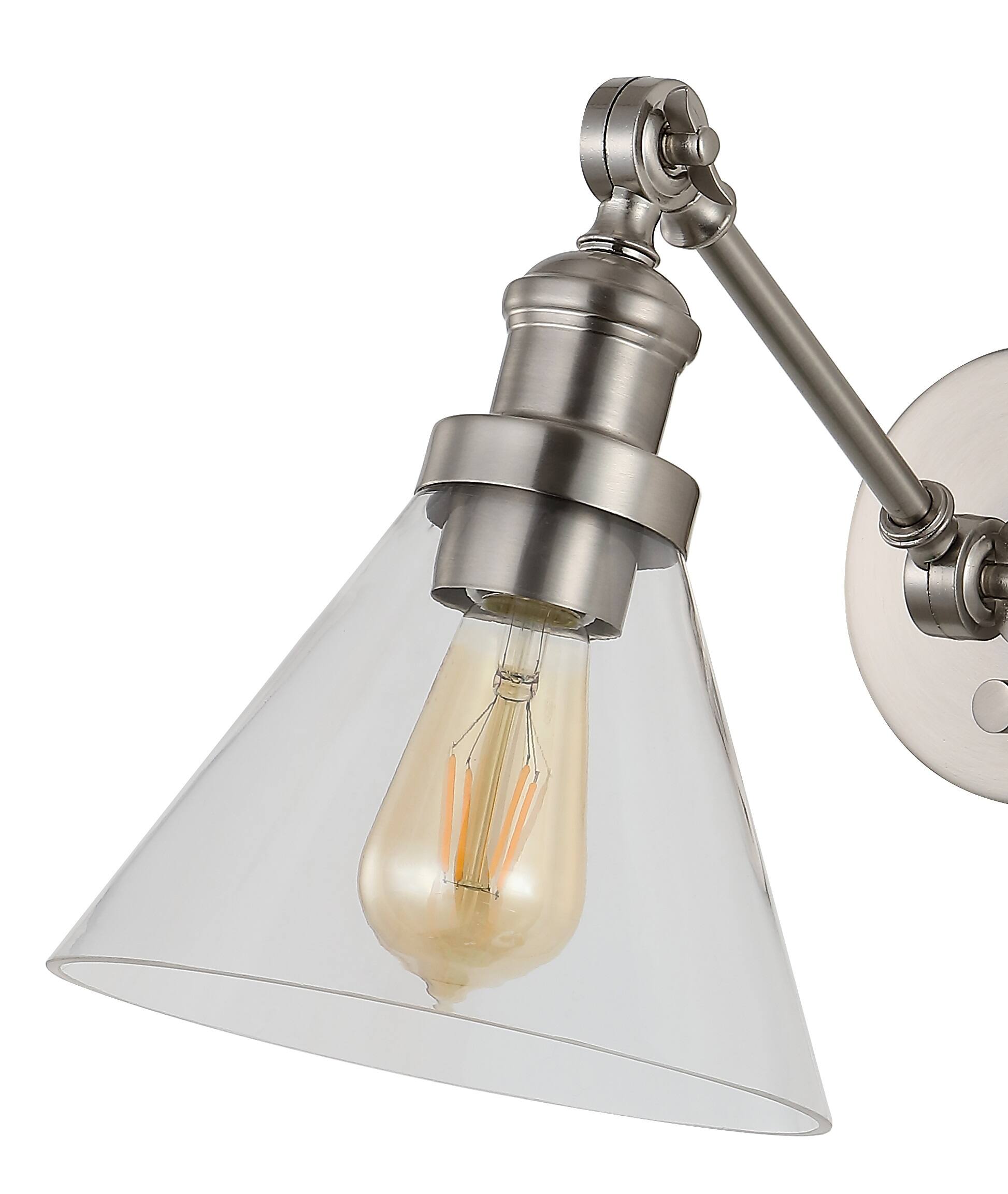 Alt View 3. Jonathan Y - Cowie 8" Iron/Glass Adjustable LED Wall Sconce, Nickel - Nickel.