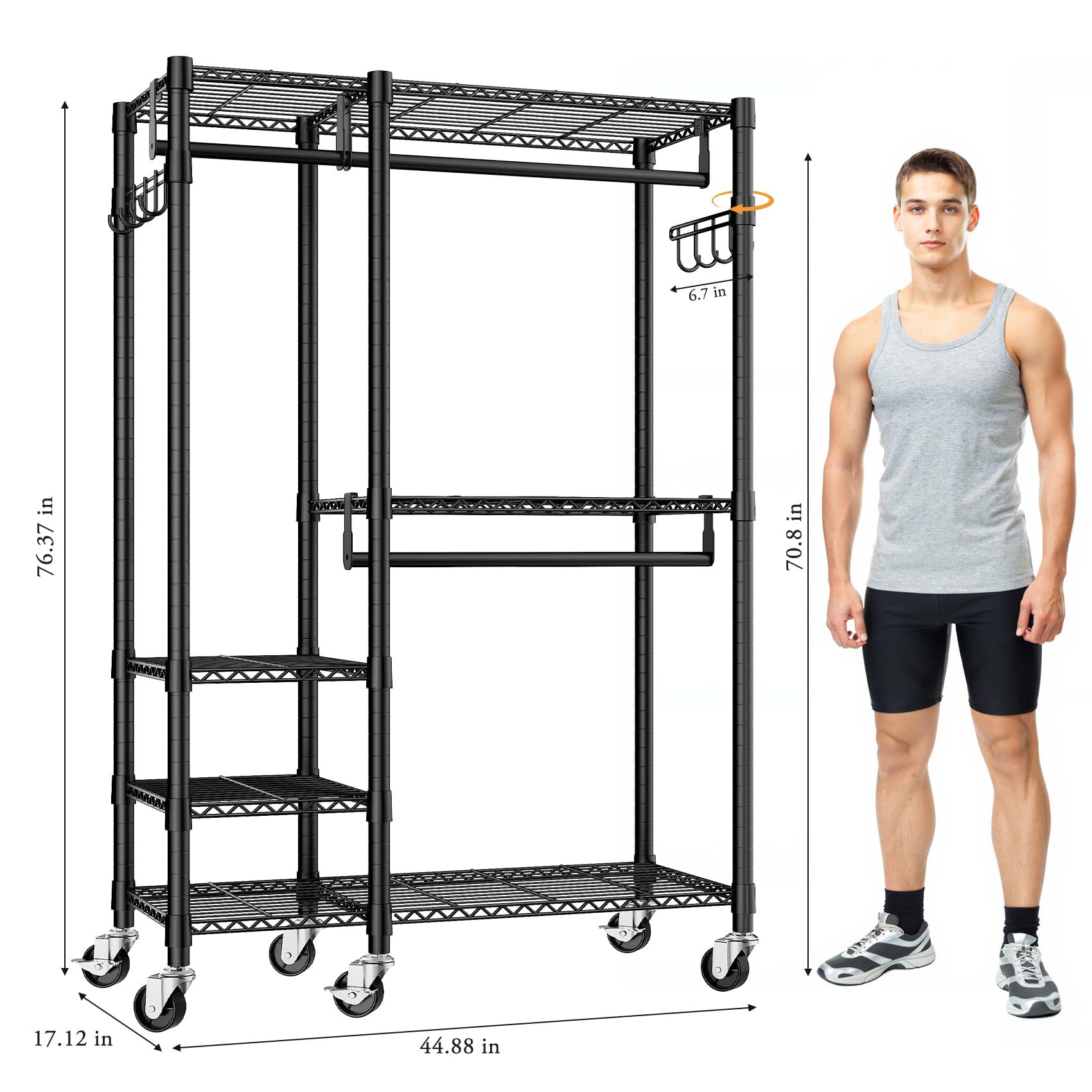 6.7 in  
76.37 in  
70.8 in  
17.12 in  
44.88 in