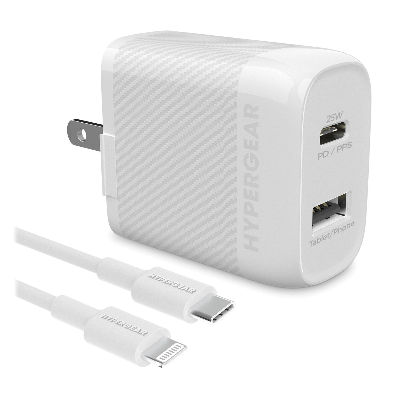 HyperGear - 15627 Speedboost 25-watt Pd Dual-output Lightning Wall Charger Kit - White