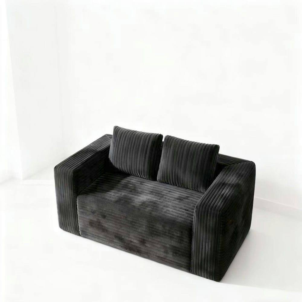 Back. Kadyn - 2-Seater Cloud Loveseat Sofa in a Box, Corduroy Memory Foam, No Assembly, Gray - Gray.