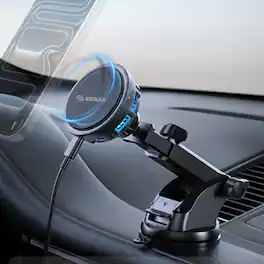 Esoulk - 25W Qi 2.2 Cooling Magnetic Wireless Car Charger For Dashboard and Windshield Compatible with iPhone 17 Pro Max - Black